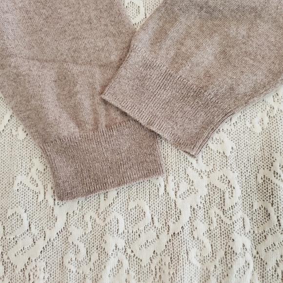 1087 * Leo & Nicole Lace Front Sweater Tan White Size L - Picture 6 of 9